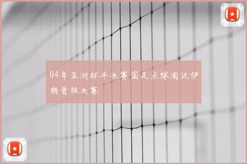 04年亚洲杯半决赛国足点球淘汰伊朗晋级决赛